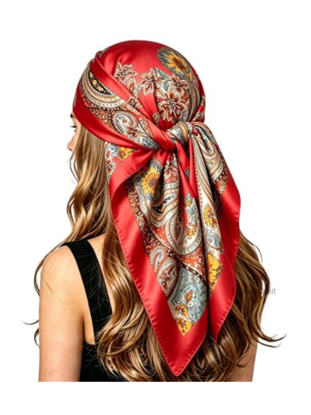 Satin Square Head Scarf Women Silk Like Neck Wrap Bandana 35x35
